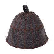 Grey woolen cage felt hat with red trimming